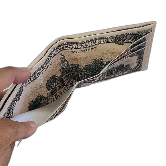 Cream Green $100 Bill Unisex Wallet Gag Gift College Card Holder - Picture 5 of 13